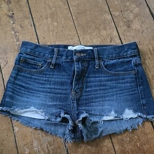 Abercrombie & Fitch Blue Jean Shorts with Raw Hem and Vintage Fading